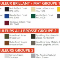 nuancier de couleur de dibond pour la découpe de plaques ou de lettres