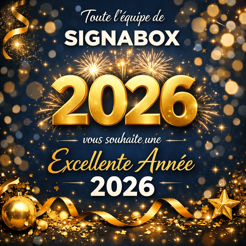 Signabox fabricant d'enseignes et signalétique vous souhaite une bonne année 2026