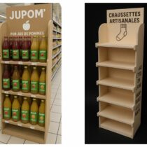 présentoir étagère bois PLV PDV sur mesure